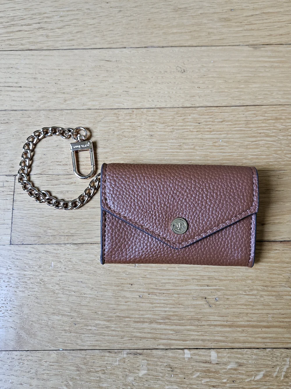 Anne Klein Brown Pebbled Wallet  with Keychain Accent